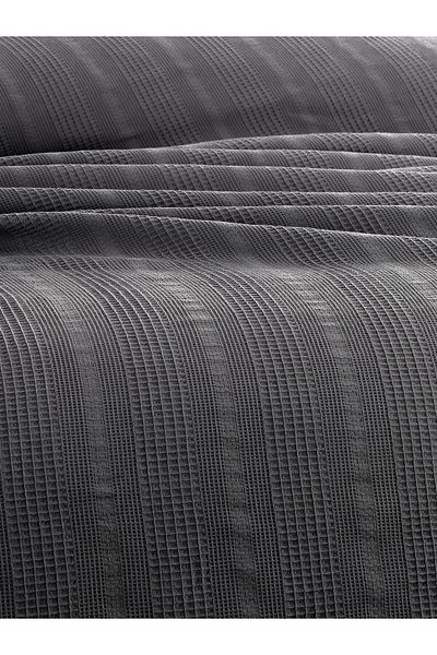 Sevim Double Waffle Pike 210X230Cm, 100% Cotton, Honeycomb Design, Anthracite