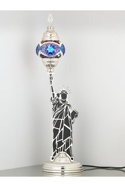 Demmex Decorative Table Lamp with Mosaic Stones - Statue of Liberty Design