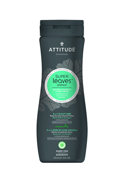 Attitude Superleaves 2 in 1 Sampon si gel de dus pentru ingrijire scalp barba...