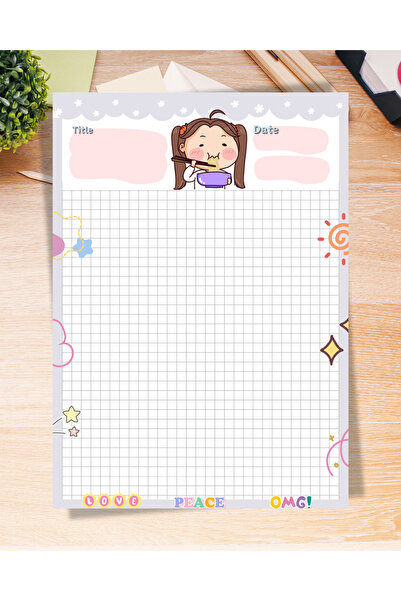 Elvina Paper Cute Not Kağıdı, A5 Boyut, 50 Yaprak, Memopad, To Do List, Blokn...