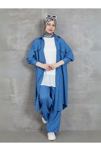 Rhythm Clothing Miss Mera Fashion Suitable for Hijab, Comfortable Fit, Comfortable Fit, Casual Women's Bottom-Top Set with Pocket Detail