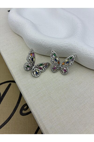 Hedef Bijuteri Special Zircon Stone Butterfly Model Earrings