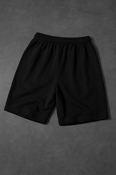 De Carte Japanese Sea Baskılı Likralı Siyah Rahat Kalıp Erkek Şort