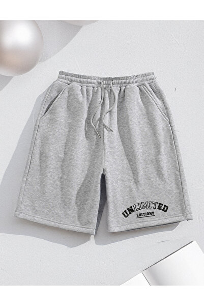 De Carte Ανδρικό σορτς από λύκρα με απεριόριστη στάμπα κειμένου, μαύρο, άνετη...