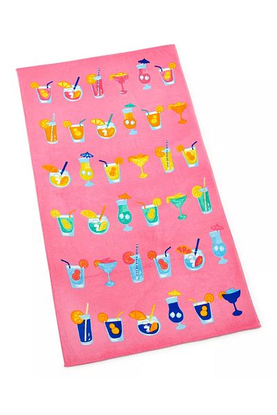 Özdilek Sweet Pink Printed Velvet Beach Towel, 80X160 cm