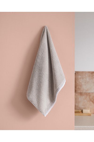 Madame Coco Camille Crochet 100% Cotton Face Towel - Gray/White