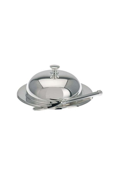 herman bauer Round Silver-Plated Butter Dish with Lid and Knife