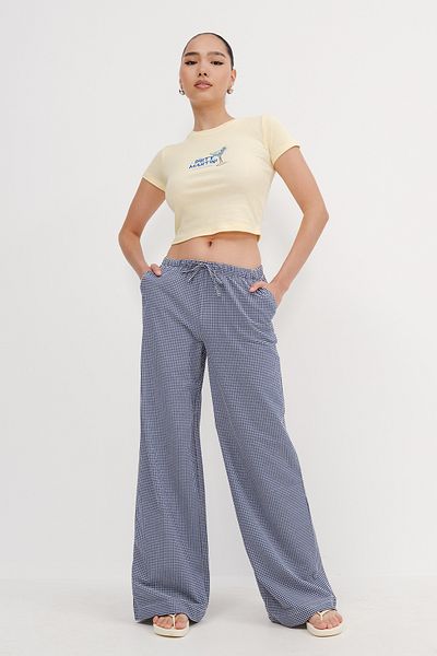 Addax Elastic Waist Gingham Trousers Pn17390