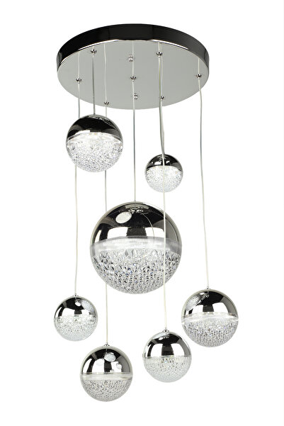 Begüsa Galaksi Ledli 7.li Avize Krom Kaplama