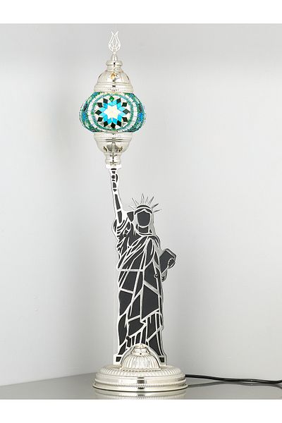 Demmex Decorative Table Lamp with Mosaic Stones - Statue of Liberty Design