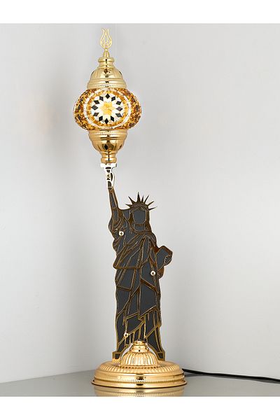 Demmex Decorative Table Lamp with Mosaic Stones - Statue of Liberty Design