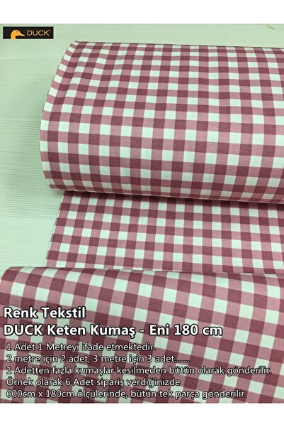 Renk Tekstil Pötikare Desenli DUCK Keten Kumaş - (1.2 cm Kareler)