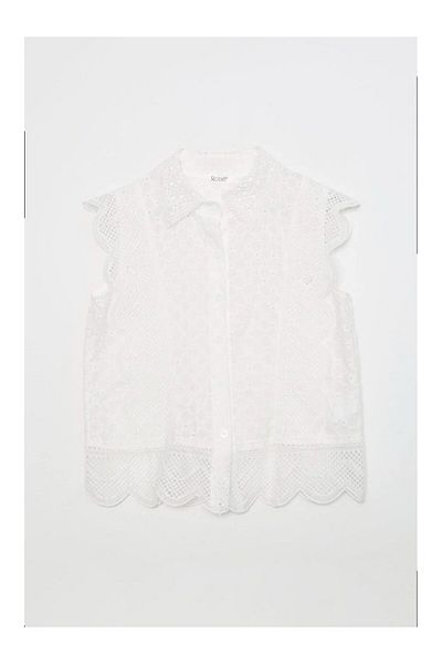Coral Lace Vest Ecru