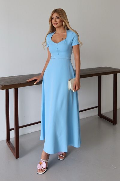 MILANOFOX Rochie dublă evazată cu guler pătrat și curea cu nasturi – Rochie elegantă, confortabilă, ocazională și pentru ocazii speciale