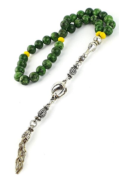 OSESHOP تصميم حجر العقيق الأخضر مع شرابة فولاذية من الحجر الطبيعي