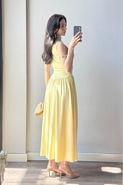 Eka Γυναικείο Κίτρινο Μακρύ Φόρεμα 0994-0099
