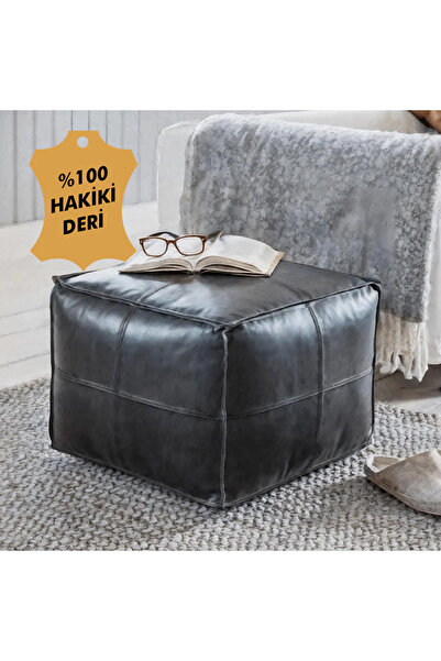 DeccoStil Tako %100 Hakiki Deri Puf - 45x45x45 cm