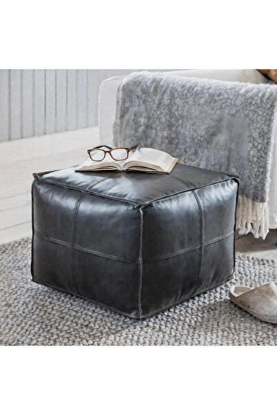 DeccoStil Tako %100 Hakiki Deri Puf - 45x45x45 cm