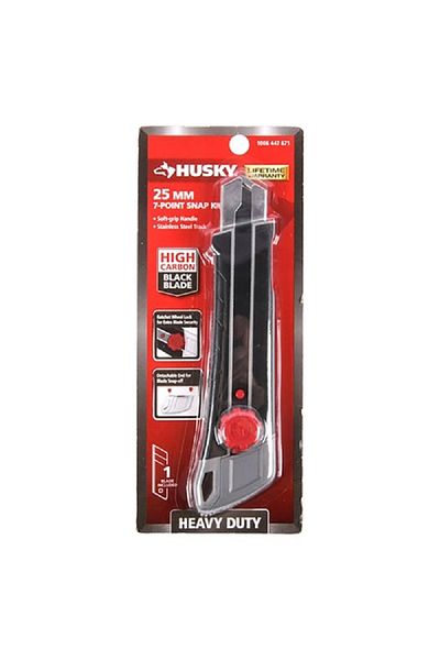 HUSKY Heavy-Duty 7-Point Snap Knife Silver and Black