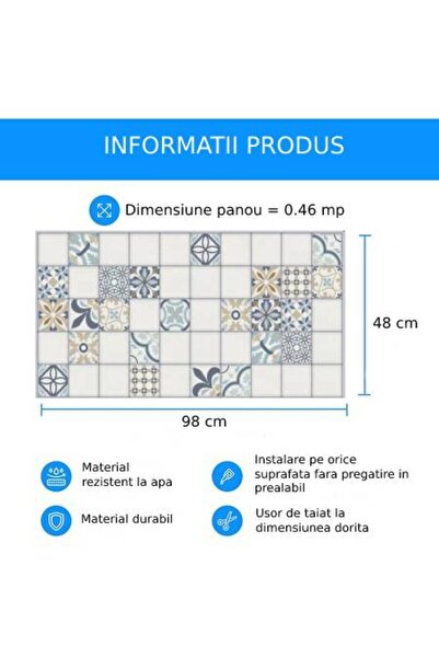 UnicSpot Panou decorativ PVC, Maroc, 98x48x0.3 cm