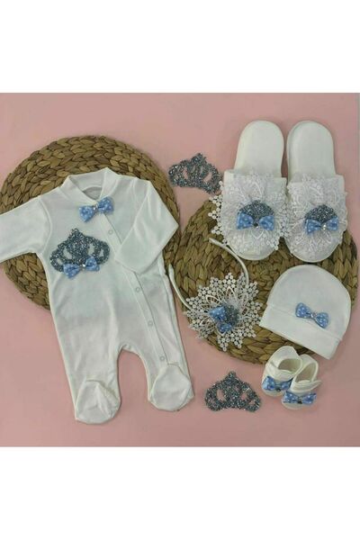 MİLAYS LİFE HOME COLLECTİON Baby Hospital Release Maternity Set Slippers Crown Slippers Crown Set Pregnant Birth Gift