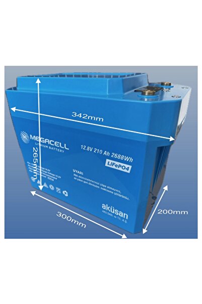 Megacell 12,8v 210ah Lifepo4 Prizmatik Lityum Demir Fosfat Akü Bluetooth