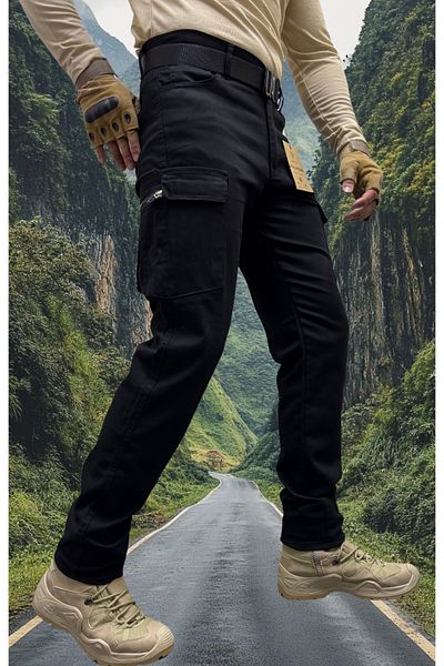 Polviton Men's Cargo Pants Tactical Combat Side Pockets