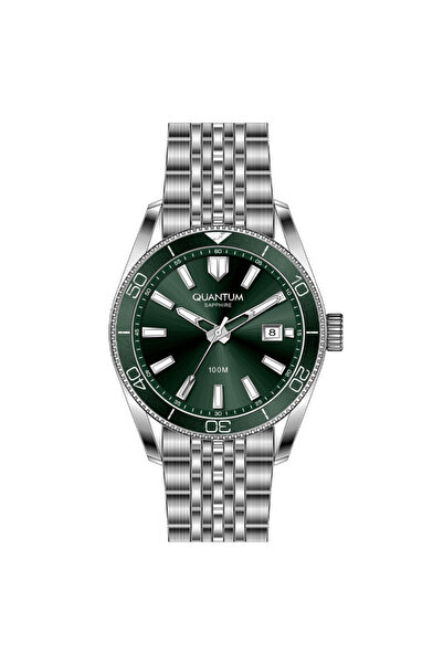 Quantum Adg1215 Men Wrist Watch Silver Inside Green Color