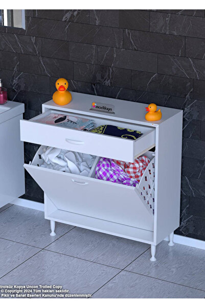 Modilayn 85 x 88 x 32,5 cm’lik 1 Çekmece 1 Gözlü Sepetli, Organizatör Mutfak Dolabı Çok Amaçlı Dolap