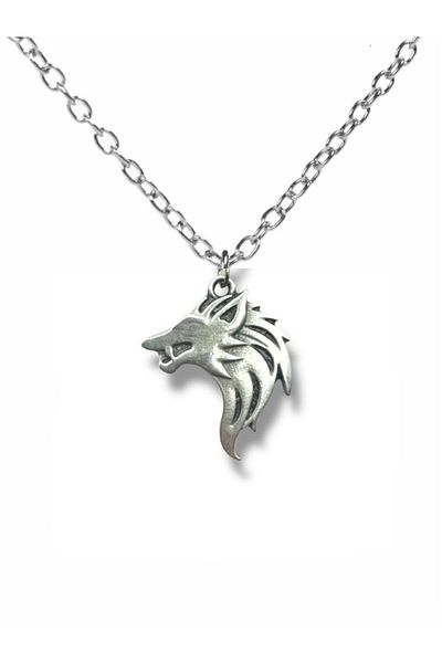 Herşey Nota White Wolf Emblem – the Witcher Wolf Figured Unisex Necklace (60 cm Chain)
