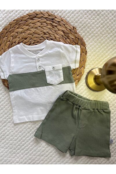 Butik Rib Collar Men's Shorts Bottom Top Suit