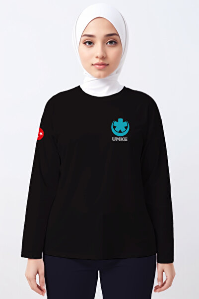 Pratik Medikal Μαύρο μακρυμάνικο μπλουζάκι UMKE Crew Neck Unisex