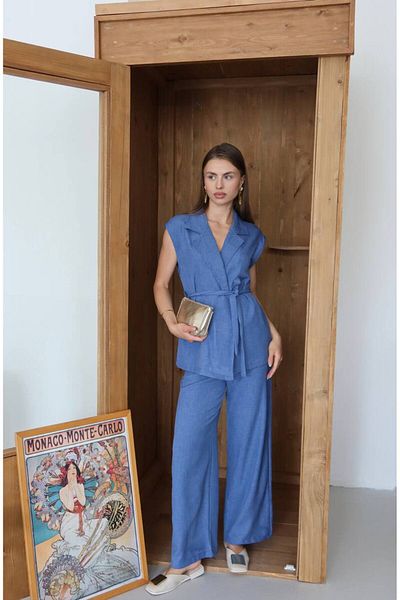 solena sln Women's Belted Vest Pants Set