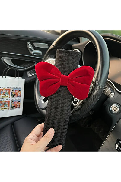 merdümek Kırmızı fiyonklu emniyet kemeri kılıfı - emniyet kemeri aksesuarı - ...