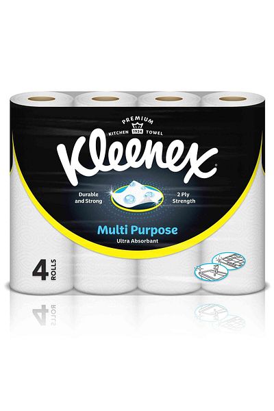 Kleenex Multi Purpose Kitchen Tissue Paper Towel 2ply 40 Sheets 4 Rolls