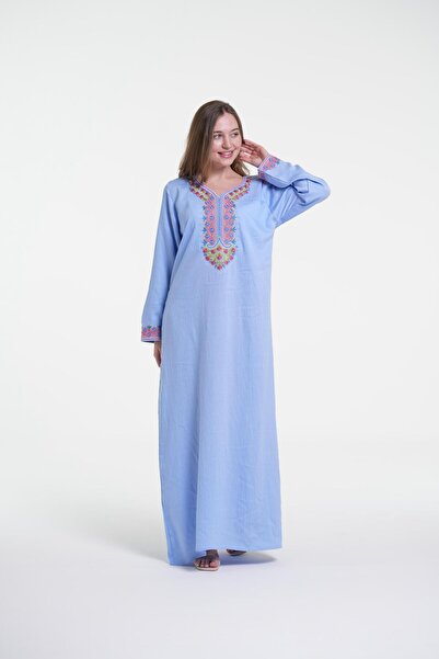 al bent al sharqieh Ladies Printed Jalabiya - Full-Sleeve crepe Dress with be...