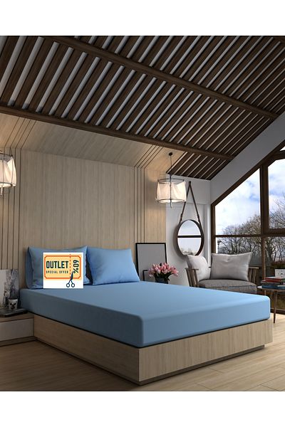 MyStory Home Cearșaf de pat dublu albastru numai elastic (EROAT)