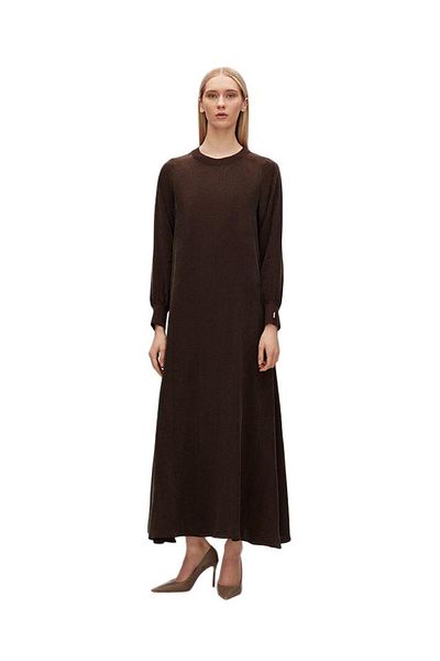 MISS DALIDA Brown Knitwear Plain Color Cupro Dress T25Y-4108