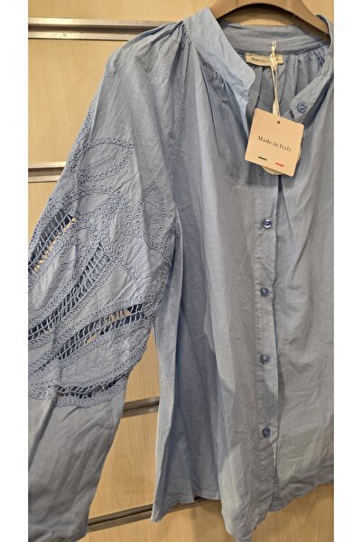 Park Moda Cămașă italiană din bumbac cu mâneci din dantelă