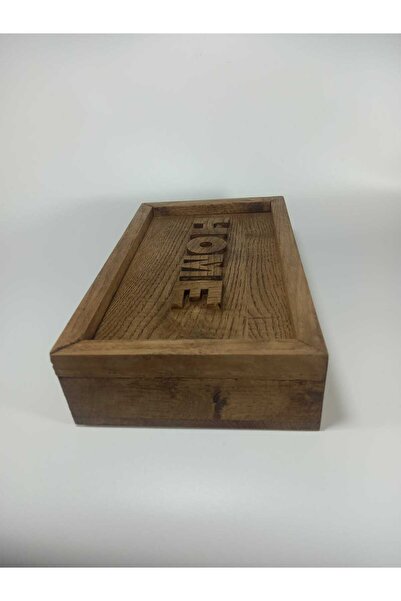 teknotrust Ahşap Kapaklı Kutu, Baharat, Dikiş, Çeyiz, 25x15, Sürgü, Zarif Dizayn