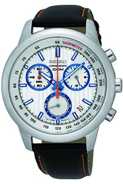 Seiko Seiko Men's Watch with White Dial and Leather Strap - SSB209P1