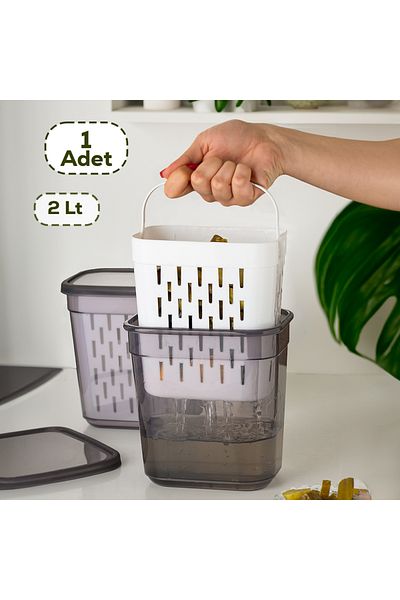 FERAH PLASTİK Spacious Plastic Storage Container Set with Strainer Bowl – with Lid, Pickle Storage Box – Bpa Free