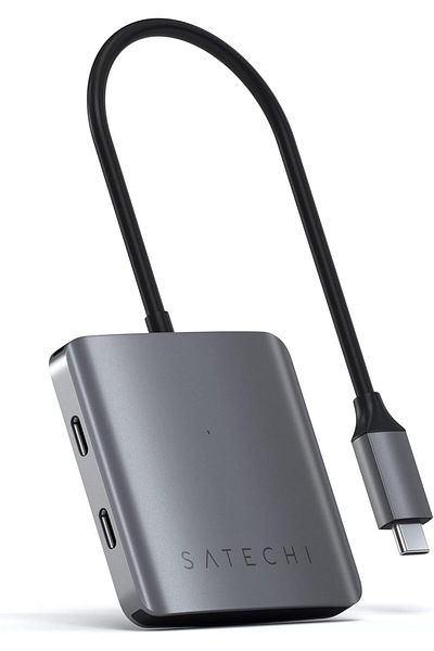 Satechi موزع USB-C، موزع USB-C بأربعة منافذ مع نقل البيانات فقط (بدون شحن/فيديو)