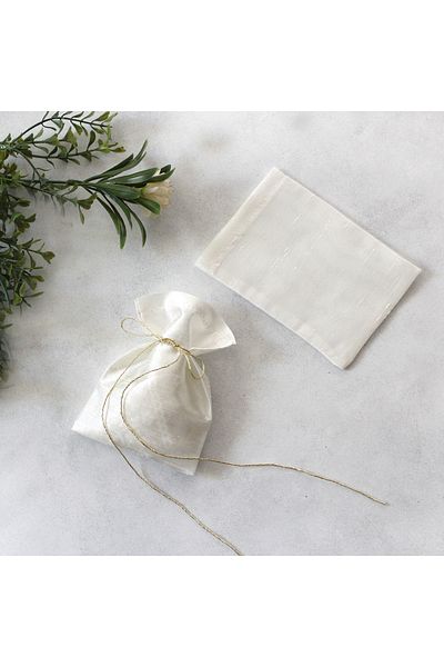 Bimotif Pouch of Cream Ottoman Silk, 9X12 cm 3 Pcs