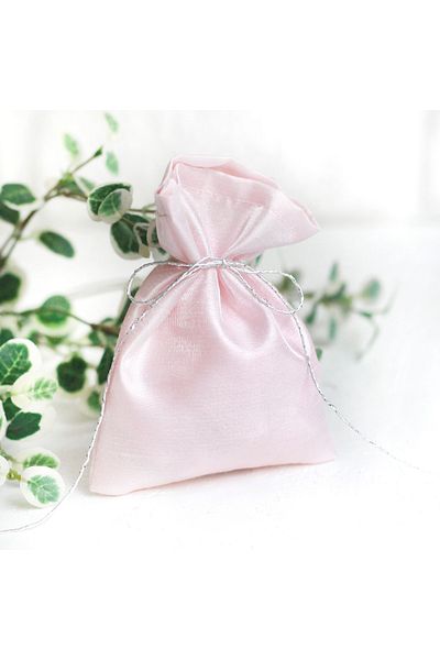 Bimotif Pouch of Silk Pink-Salmon Ottoman, 9X12 cm 3 Pcs