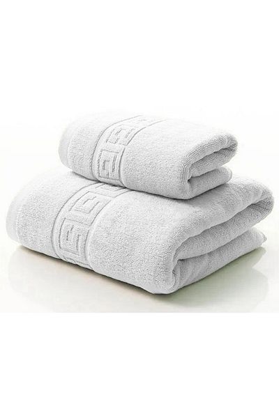 OEM Set 2 Bath Towels, Cotton, 50x90 cm, 70x140 cm, White