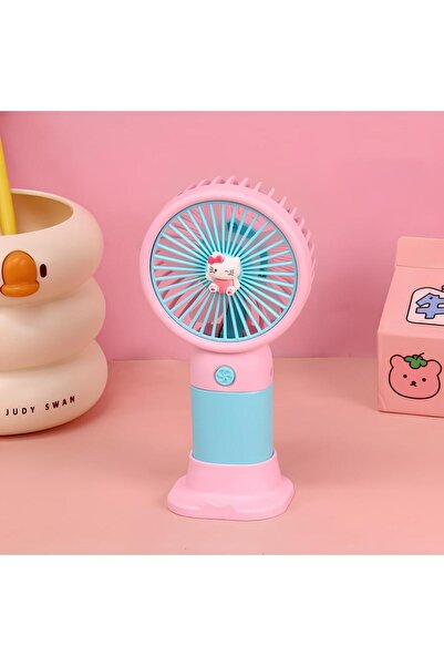 yesilcamsepeti Figürlü Şarjlı Taşınabilir Masaüstü Kullanımlı, Telefon Stantlı Mini El Fanı Soğutucu Güçlü Pervane
