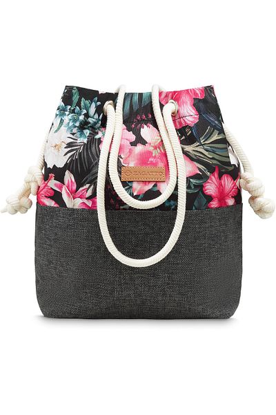 zagatto Geantă de umăr gri pentru femei, cu imprimeu floral, textil, spațioasă, format A4, utilizare zilnică, ZG667