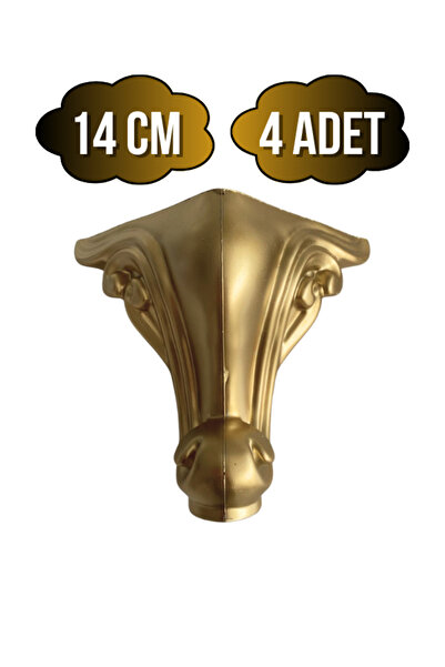 DSYapıAksesuar Picioare din plastic cu model Sultan Lükens, 14 cm, pentru mobilier, masă și dulap (14 cm) (AUR) (4 bucăți)