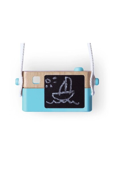 indiggo Wooden Camera Toy with Chalk for Children - Craffox - Blue, +3 Years